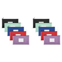 10-Pack Bankgeldzakken met Ritssluiting, PU-Zakken Geldportemonneezakjes met Label, voor Munten, Cosmetica, Facturen, Rekeningen, A