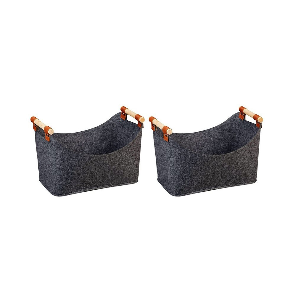 2X Foldable Wood Basket Large Capacity 57 L Fireside Wood Carrier Holder Bag For Firewood Wood Newspapers Clothes 4713568412043
