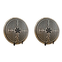 2X Labirintos Labirintos de Madeira Labirintos de Dedos para Meditação e Oração, Ferramenta de Atenção Plena em Madeira e Decoração de Altar M
