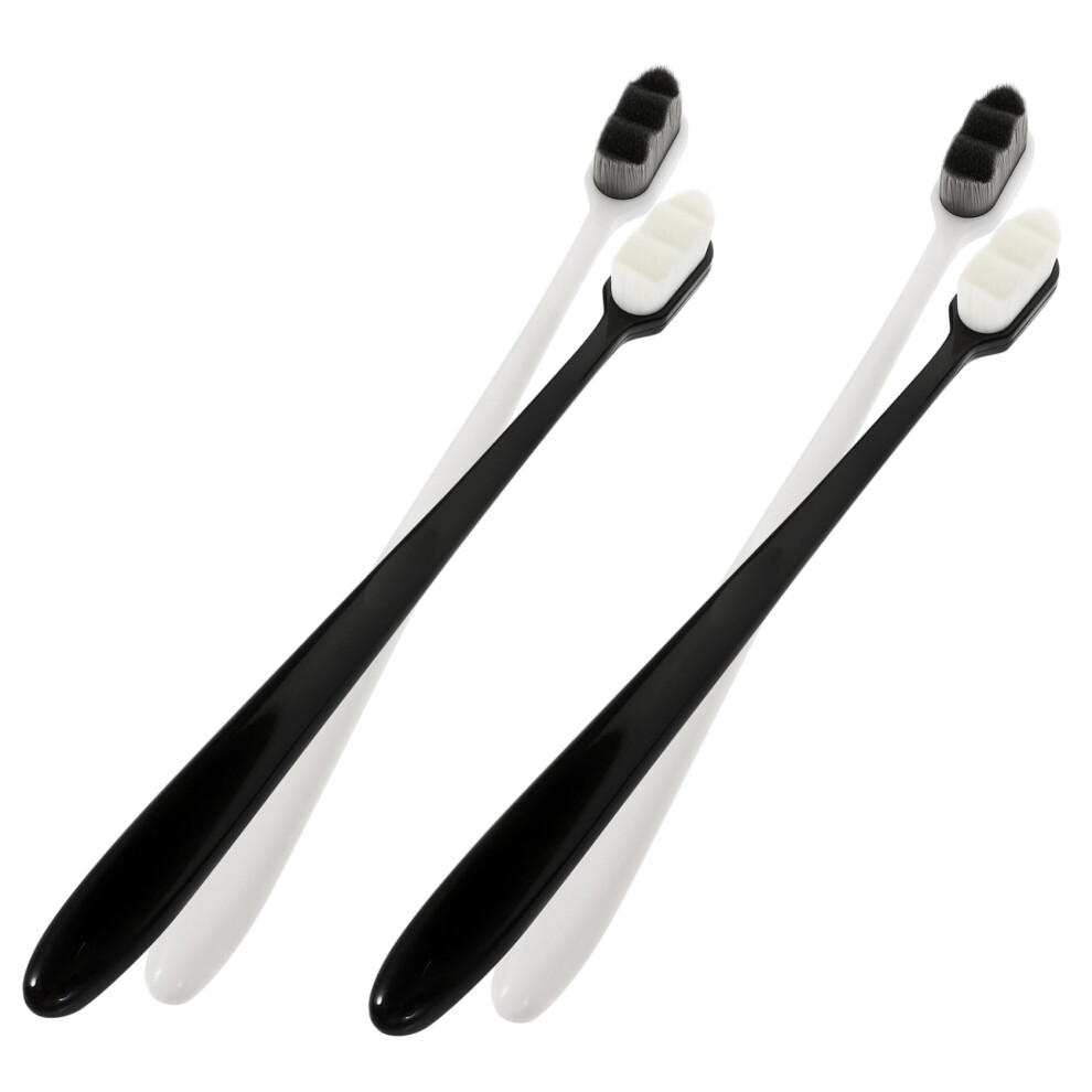 Soft Bristle Toothbrush Set of 4 Gentle Wave Bristles for Sensitive Teeth and Family Travel Use