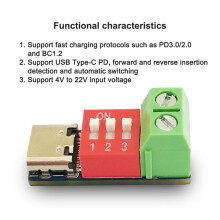 3PCS Tipo-C PD QC Trigger 5V-20V Módulo de Potencia de Voltaje Ajustable Ajuste de Dial Voltaje Módulo de Señuelo de Carga Rápida
