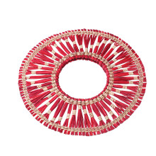 Straw Plaited Round Hanging Mirror Decoration 40cm Retro Nordic Style