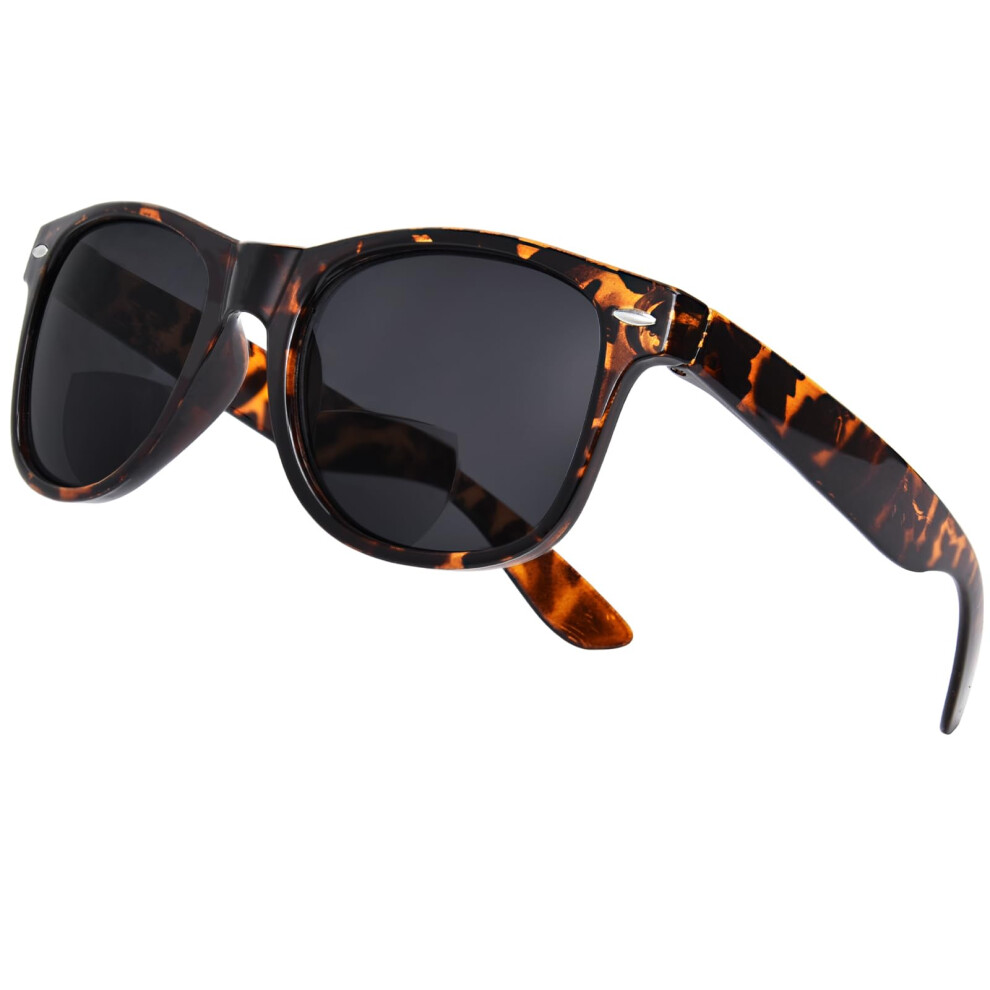 Bifocal Reading Sunglasses for Women and Men UV400 2 in 1 Retro Tortoise 1.5 Impact Resistant