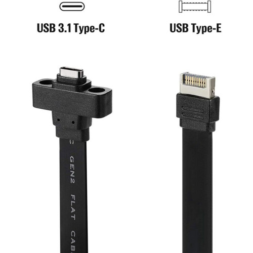 2X USB 3.1 Type C Front Panel Header Extension Cable 50 Cm, USB 3.1 Type E to USB 3.1 Type C Cable,Gen 2 10 Gbps Cable 2