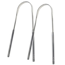 2pcs Stainless Steel Tongue Scraper for Oral Hygiene with Deep Cleaning Edge and NonSlip Grip