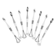 8 Pack Dual Silicone Toothbrush with Tongue Scraper, Gentle Bristles for Adults and Kids