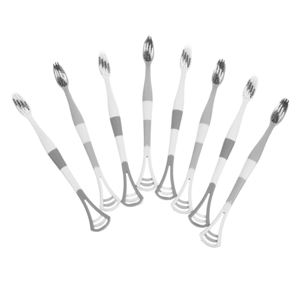 8 Pack Dual Silicone Toothbrush with Tongue Scraper, Gentle Bristles for Adults and Kids
