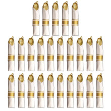 25 Pre Rolled Gold Plastic Silverware - Wrapped Disposable Silverware Set with Forks, Knives, Spoons, White Napkins