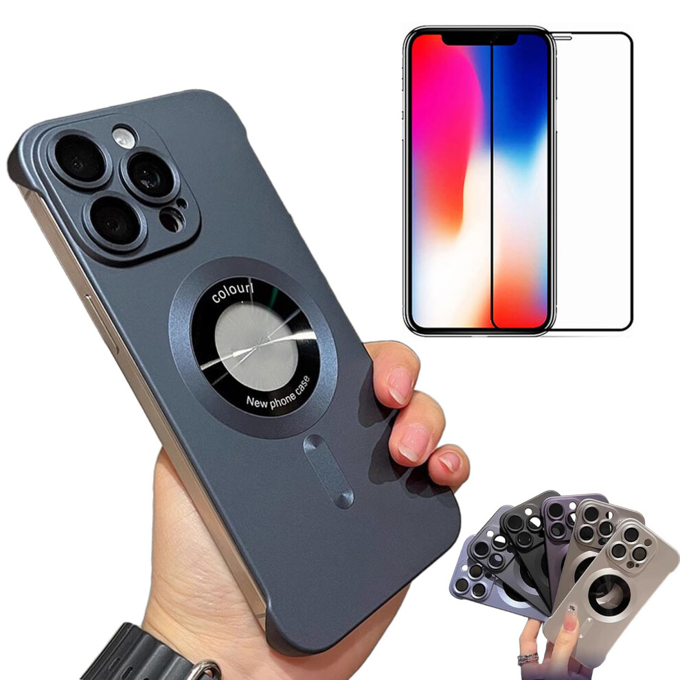 Ultra Thin Magnetic Case For Iphone 12 Pro, Borderless Matte Antifingerprint Cover With Camera Protection, Dark Blue 9330225000143