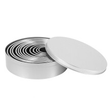 Roestvrijstalen Ronde Koekjesvormer met Gecanneleerde Rand, Set van 12 Stuks, Maatring met Maatverdeling