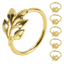 6 PçS/Lote Anel de Guardanapo Hotel Porta Guardanapo Folhas de Outono Fivela de Guardanapo Natal Festa de Casamento Guardanapo de Ouro CíRculo