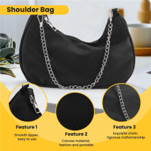 Mode Hand Tasche Frauen Achsel Tasche Retro Einfarbig Damen Hand Taschen Design MäDchen Kleine UmhäNge Taschen Schwarz