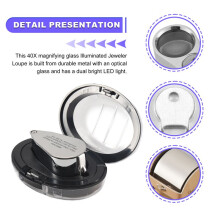 40x LED Pocket Magnifier Jeweller Eye Glass Loop Lens Magnifying Loupe UV Light