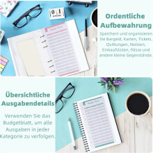 A6 Binder Pockets 12Pcs Binder Pockets Budget Planner,Clear PVC 6 Holes Clear Sleeves Zipper Folder for Notebook Planner