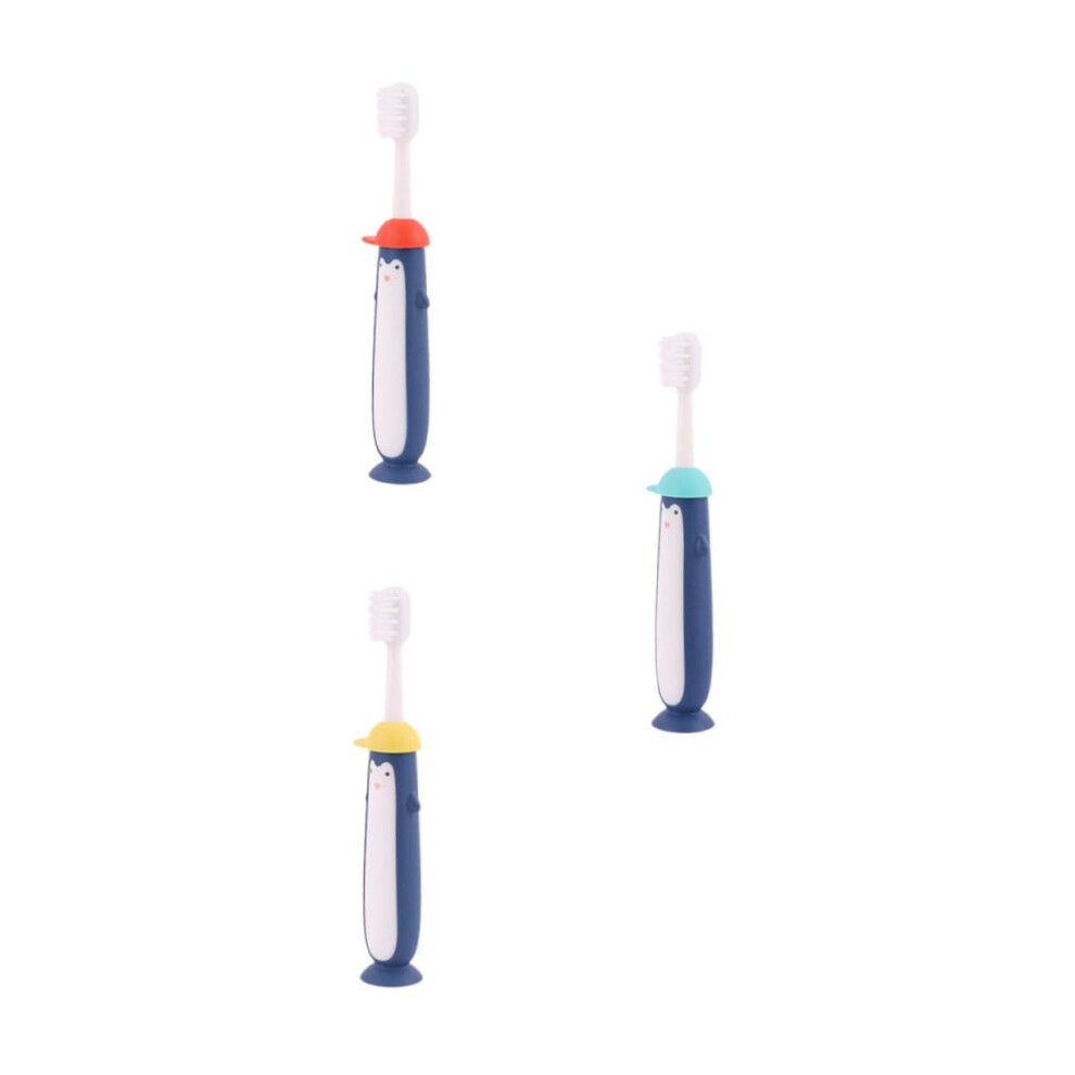3pcs Cartoon Kids Toothbrush with Ultrafine Soft Bristles and Ergonomic Grip Mixed Colors