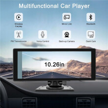 2X Draagbare Draadloze Carplay-Autoradio met Dashcam - 10,26 Inch HD IPS-Scherm, Android Auto, 1080P Achteruitrijcamera,