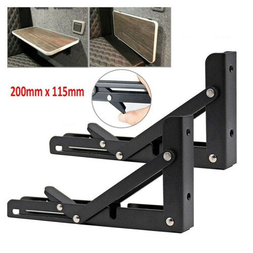 4Pcs Campervan Folding Bracket Table Shelf Motorhome Caravan Black Finish Stainless Steel  Folding Bracket 1