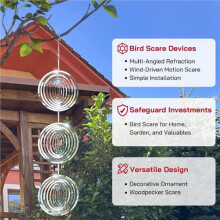 2X Dissuasion des Oiseaux pour L'Extérieur, Girouettes Réfléchissantes en Acier Inoxydable 3D pour Votre Maison, Patio, Vergers