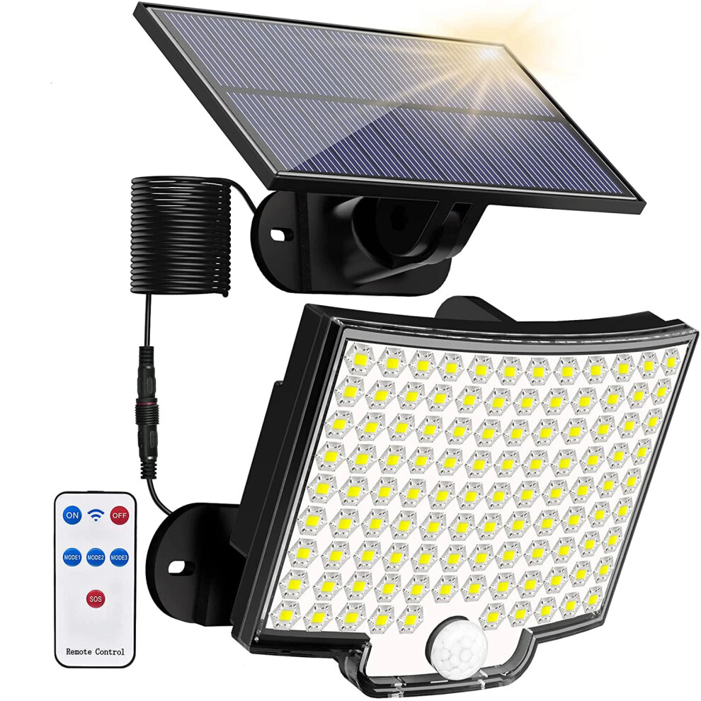 (1Pc, With Remote Control) Elfeland Solar Light Outdoor 106 Led Super Bright Motion Sensor Solar Strong Power Led Garden Wall Lamp Ip65 7064308198350