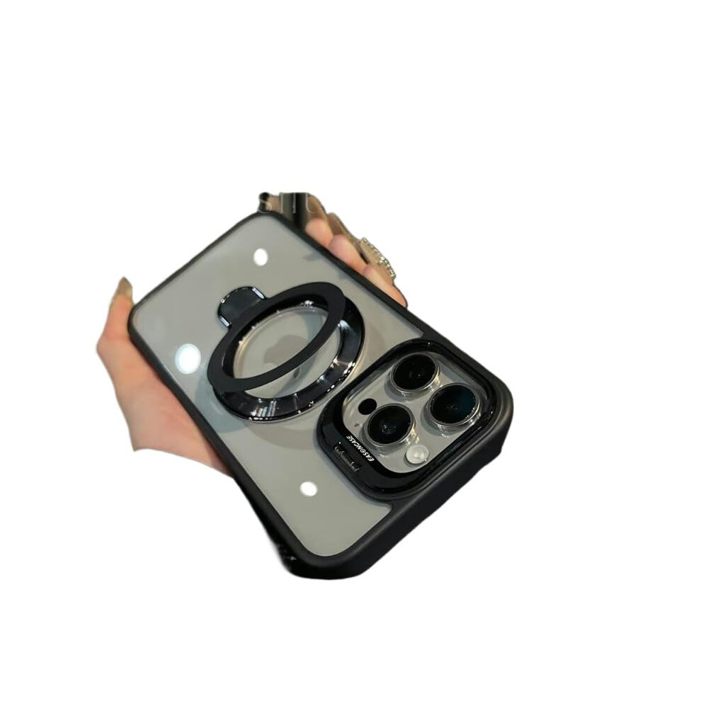 Compatible With Magsafe Clear Magnetic Stand Case For Iphone 13 Pro Max With Kickstand Lens Protector Shockproof Silicone Black 9330225000426