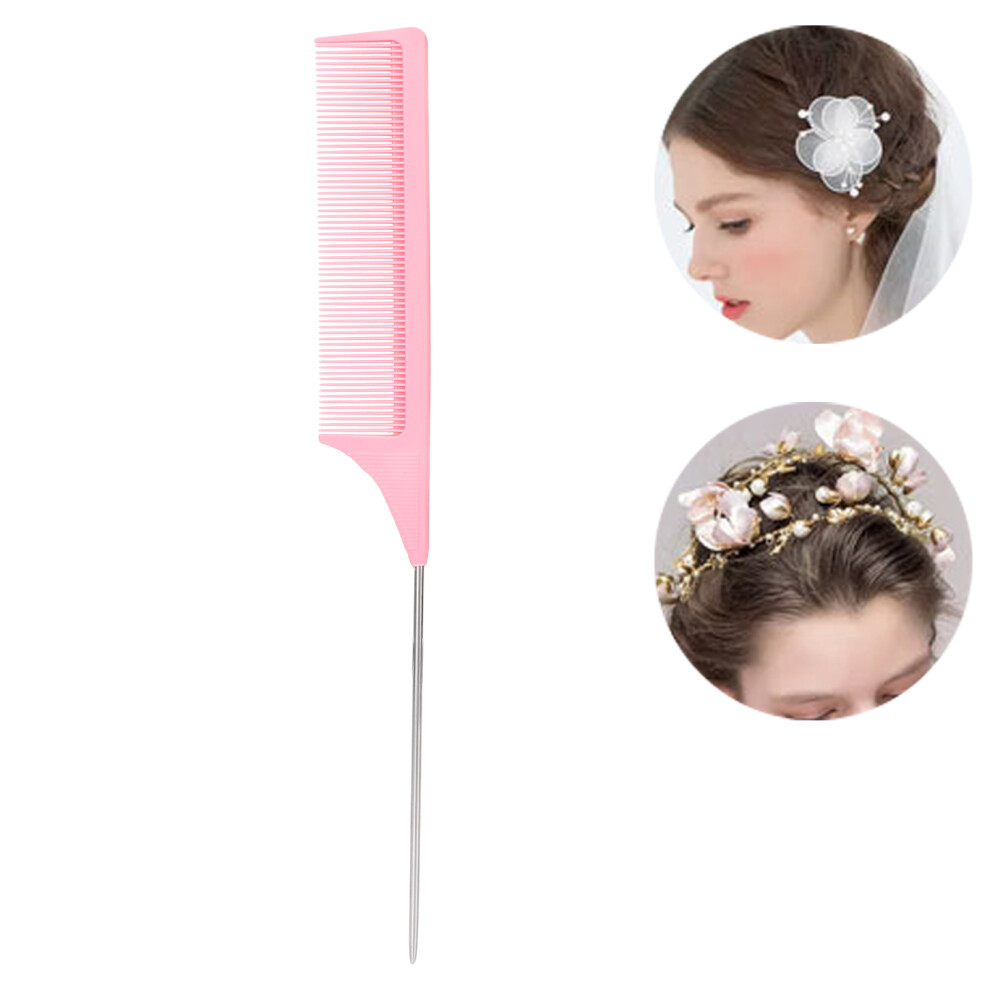 Unisex Pink Steel Pintail Comb For Women Hairdressing Fine Hair Styling Tool