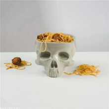 2X Retro Tabletop Decor Porcelain Gothic Skull Pasta Bowl Halloween Tableware Bar Food Noodle Salad Candy Ceramic Bowl S