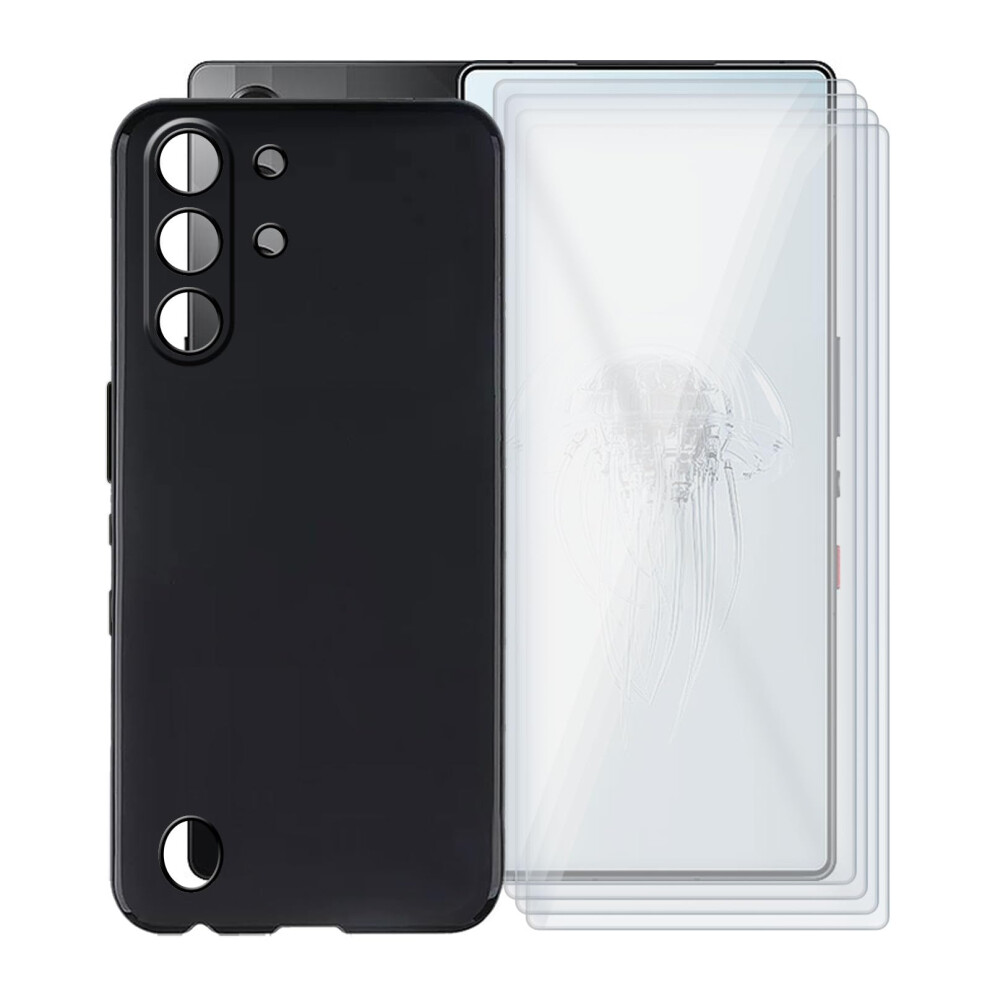 Case With 4 Tempered Glass Screen Protectors, Shockproof Bumper Silicone Cover, Black For Nubia Red Magic 10 Pro Black,Red 9330225000631