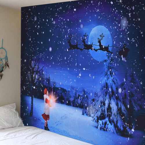 Christmas Tapestry Polyester Fiber Wall Decor 200x150cm Santa Pattern 2