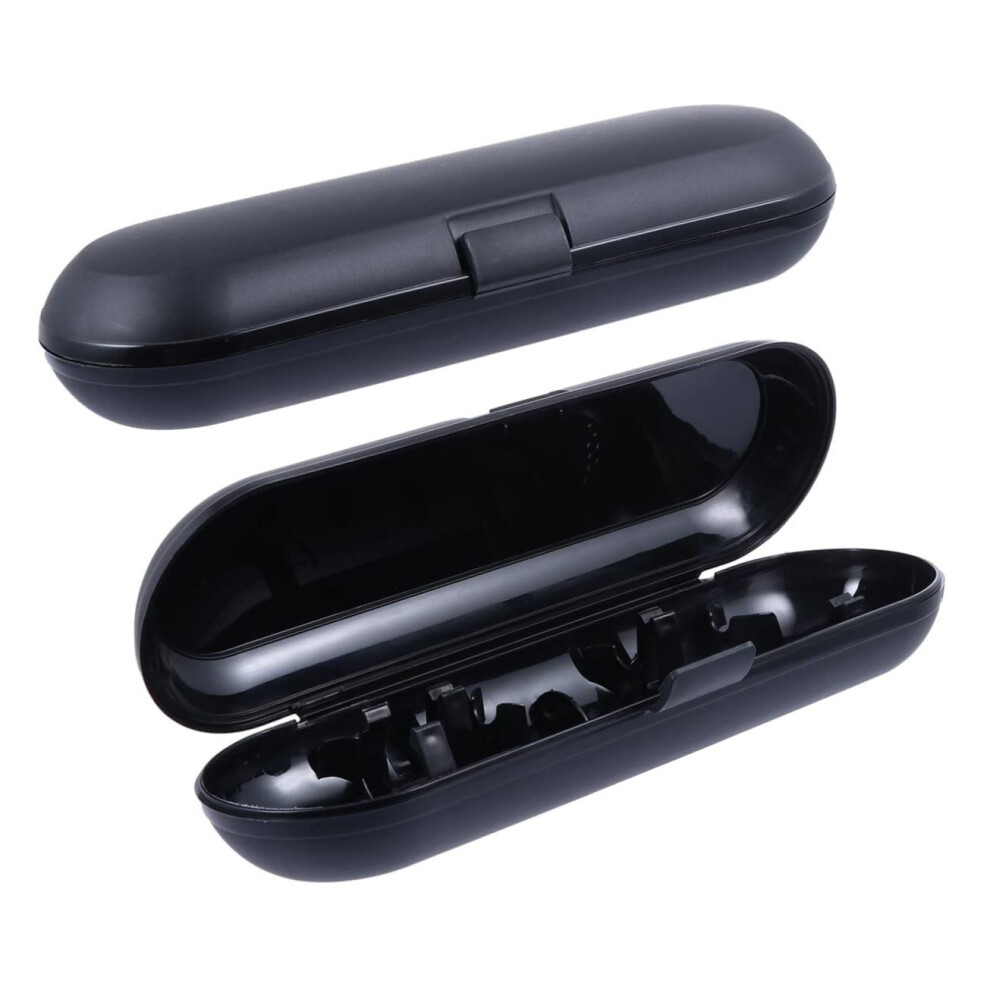 Black Electric Toothbrush Travel Case And Holder 2Pcs Food Grade Pp With Hygienic Brush Separation