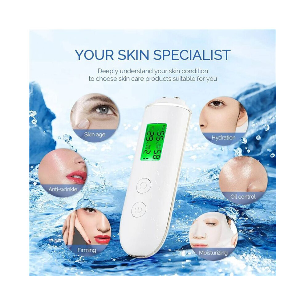 White 2X Skin Tester Face Skin Moistureand Oil Content Skin Analyzer Skin Water Cheek Elastic Skin Age Test Meter