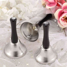 96 Pieces Hand Bells Silver Steel Service Handbells Black Wooden Handle Diatonic Metal Bells (Nickel White)