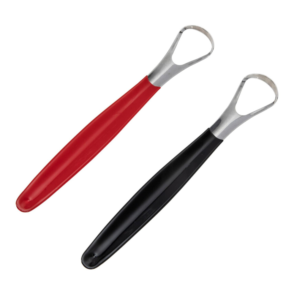 2pcs Stainless Steel Tongue Scraper Set for Bad Breath and Oral Hygiene with Comfort Grip
