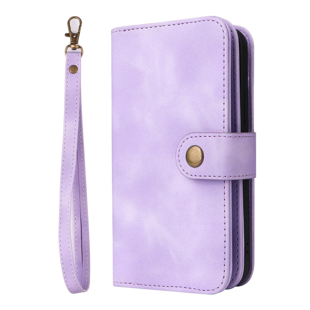 Leather Wallet Case With Card Holder Magnetic Closure Kickstand Cover For Xiaomi Mi 10T Pro Purple 9330225000686