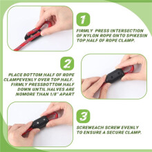 16 Pcs 5/8 Inch Rope Clamps Large Reusable Rope Clamp Black Plastic Rope Connector Clamp Suitable for 11-12mm Nylon Rope