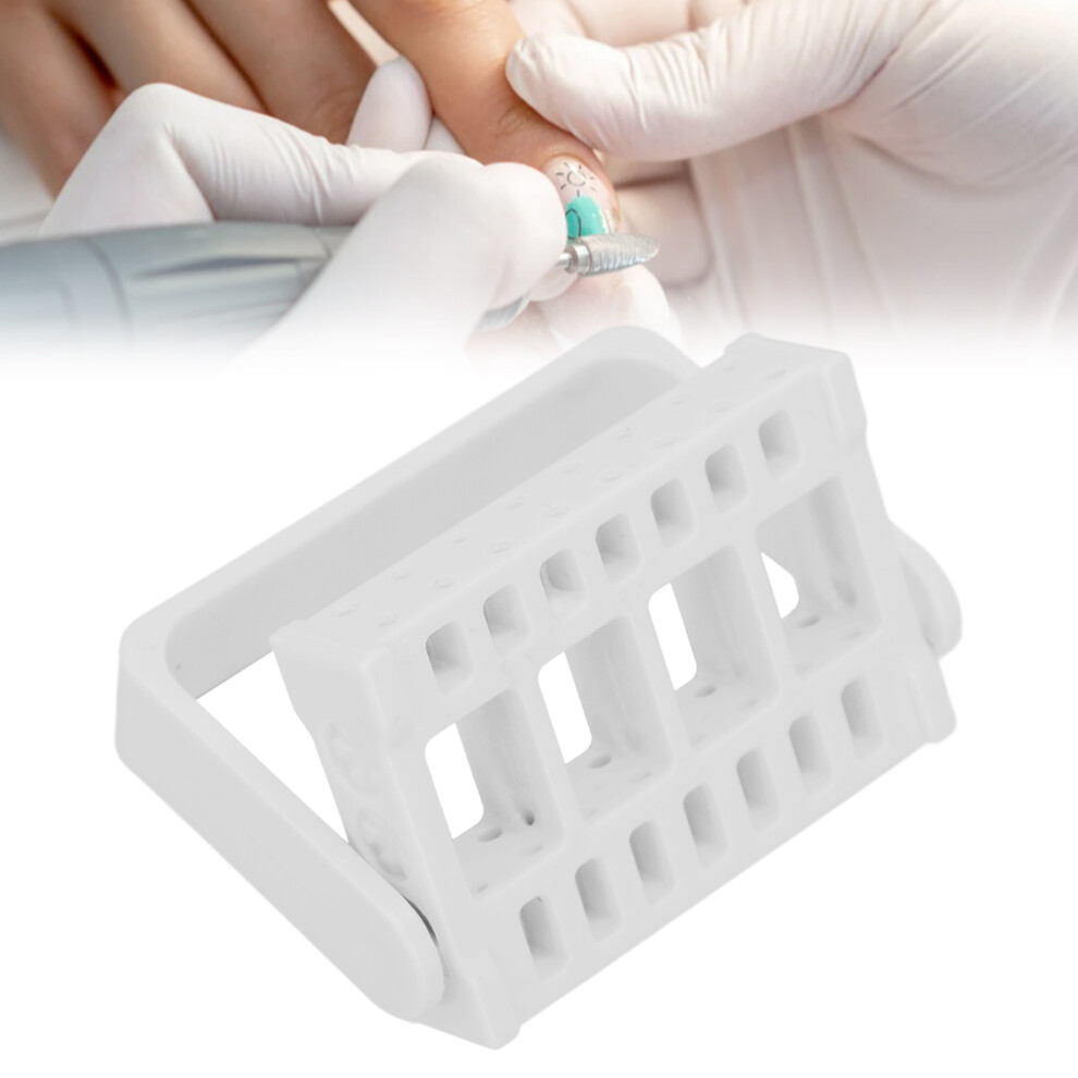 White 16-Hole Nail Drill Bit Holder Storage Rack For Nail Salon & Home 3641390614353