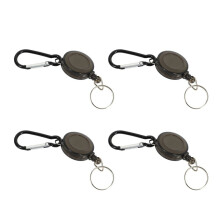 Lot 4 Porte Badge Enrouleur Porte Cle Retractable Mousqueton Clip Ceinture Carte ID Card Holder-Noir