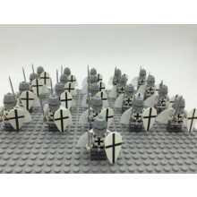 21pcs Medieval Castle Knight Cross Golden Cavalry Weapon Armor Soldier Mini Figures Building Blocks Toys Gift