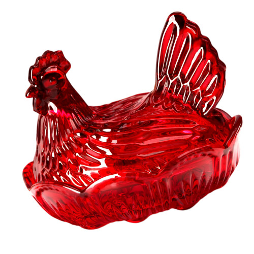 Candy Jar with Lid Hen on Nest Candy Dish,Cookie Candy Jar-Red