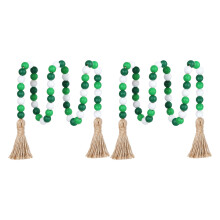 2pcs Wood Bead Strand Beaded Garlands With Tassels For-Green