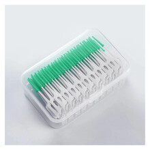 Green Interdental Brushes 100 Pack Silicone Dental Picks for Oral Cleaning and Easy Storage