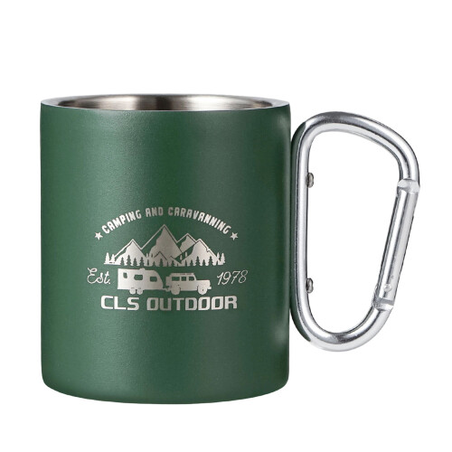 Light Weight Camping Cup Travel Mug With Handle Portable-Green