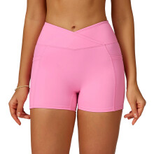 Quick Dry Running Shorts for Women High Waist-rose pink XL