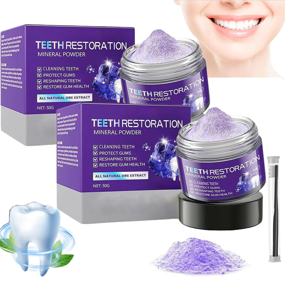 Teeth Whitening Powder 2pcs Mineral Formula for Tooth Restoration, Fresh Breath and Gum Care