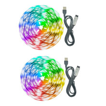 2 Peças de Tira de Luz LED 39,37 Polegadas USB 5v 5050rgb À Prova D'Água Integrada Tira de Luz Luz de Fundo de TV Inteligente