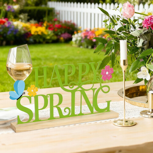 Metal Happy Spring Day Sign,Spring Decorations for 1