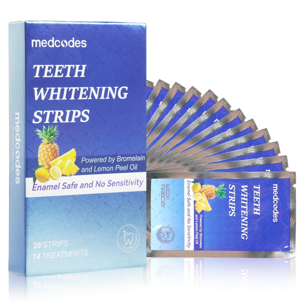 Teeth Whitening Strips for Sensitive Enamel Safe NonSlip Dry Strip Pineapple Flavor Pack of 28