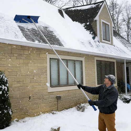 Retractable Roof Snow Pusher With Protective Rubber Coated-a 2