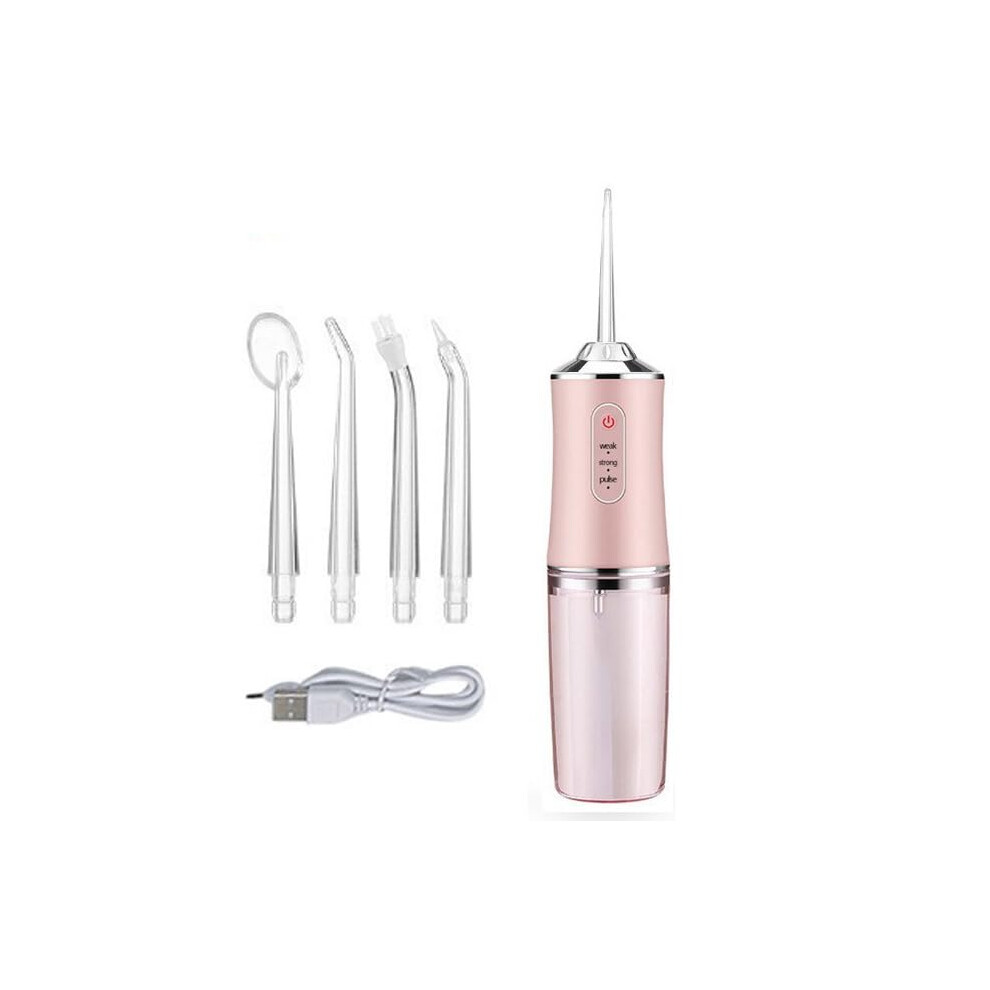 Pink Water Dental Flosser Cordless Oral Irrigator Ipx7 Waterproof 220Ml Rechargeable For Travel