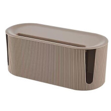 Cable Management Box Large Capacity Cord Organizer with Functional Design for Home Brown