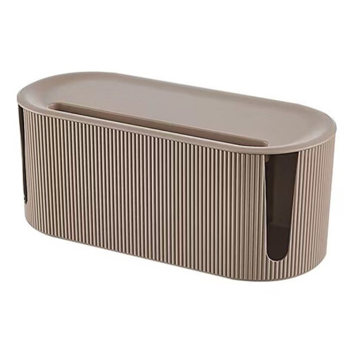 Cable Management Box Large Capacity Cord Organizer with Functional Design for Home Brown